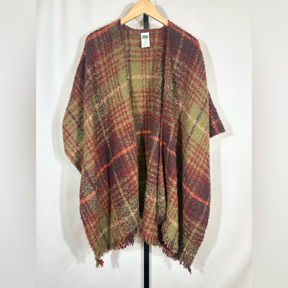 Woolrich Burgundy & Green Plaid Shawl/Wrap - One Size